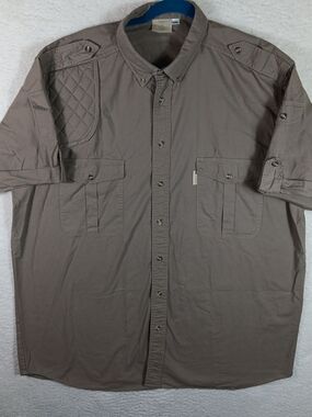 Vintage 90s Tag Safari Shirt Mens XXL 2XL Tan Shooter Hunting Travel Outdoor